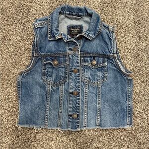 Abercrombie & Fitch Blue Denim Sleeveless Jacket